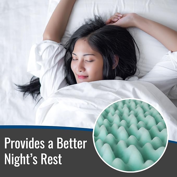 DMI 2-Inch Foam Mattress Topper, Egg Crate Foam Pad for Support, Air Circulation, Pressure Relief & Weight Distribution, Twin Size 33 x 72, Blue
