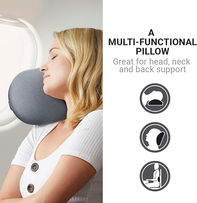 Go Travel Memory Dreamer Universal Pillow, Travel Pillow for Uninterrupted Sleep and Lumbar Support, Deluxe Memory Foam Pillow for Airplane, Bus, Car, and Train, Travel Essentials, Gray