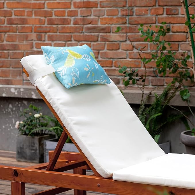 Outdoor Patio Chaise Lounge Small Headrest Waterproof Pillows with Insert & Adjustable Elastic Stripe,Garden Furniture Sofa Office Chair Seat Yellow 2 Pack