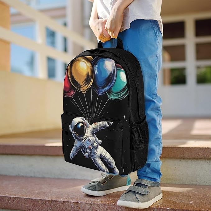 Supdreamc Backpack Polyester Multipurpose Anti-Theft Space Astronaut With Planets Balloon Art Shoulder Bag Big Capacity Gym Outdoor Hiking Backpack With Padded Straps