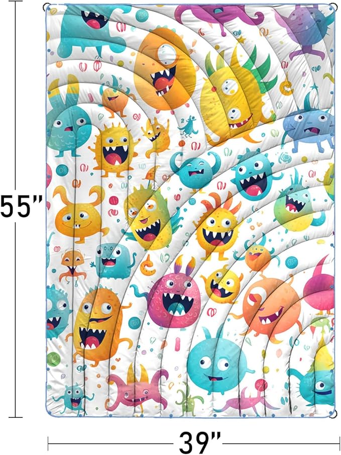 Camping Blanket,Puffy Printed Camp Blankets Lightweight Packable for Outdoor Camping,Traveling, Stadium, Hiking, Picnics