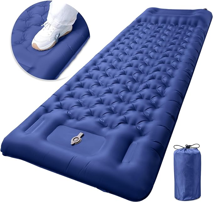 Inflatable Camping Sleeping Pad with Pillow, Extra Thickness 4 Inch Sleeping Mat with Built-in Pump, Compact & Ultralight Camping Air Mattress for Backpacking Hiking Tent Traveling