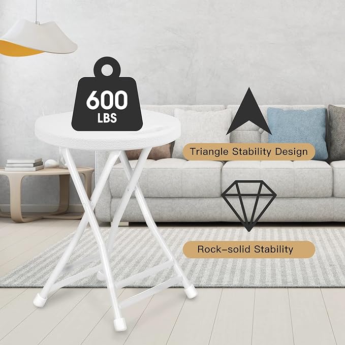 Folding Stool with Handle, Folding Chair,Folding Bar Stool with Non-Slip Feet,600 lbs Capacity,Indoor and Outdoor Foldable Stool for Adults(13"×11.5"×18")