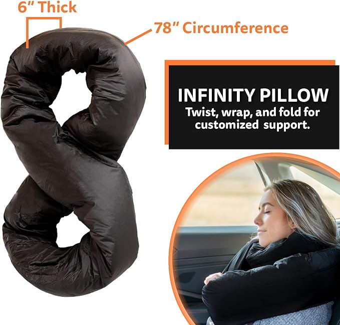 NAPRO Ripstop Outdoor Camping Pillow 3-in-1, Versatile Lightweight Nylon Waterproof Stadium Blanket, Ultralight Backpacking Essentials, Travel Set - Black and Orange