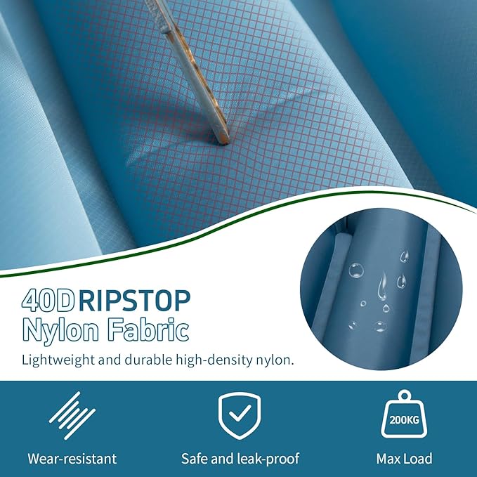 Ultralight Backpacking Sleeping Pad for Camping, with Inflatable Neck Camping Pillow, Lightweight Inflatable Sleeping Pad for Adults, Portable for Hiking, Car Travel - Durable & Comfortable