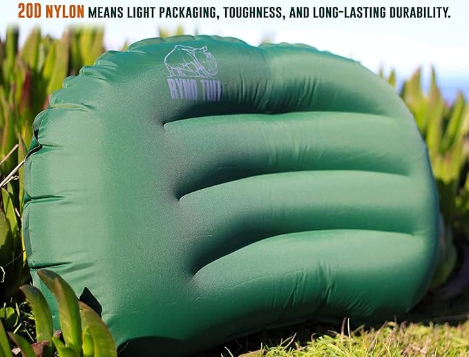 Inflatable Outdoor Camping Pillow with Knitted Fabric for Neck Lumbar Support - Insulated Inflatable Travel Pillow for Camping, Backpacking, Hiking & Traveling with A Compact Carrying Case