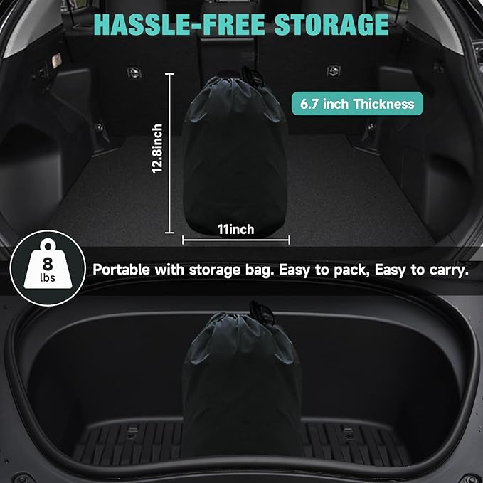 Tesla Model Y Mattress, Inflatable SUV Mattress for Portable Camping Mattress, Foldable Air Mattress with Air Pump and Storage Bag for Tesla Model Y and SUV Travel, Black