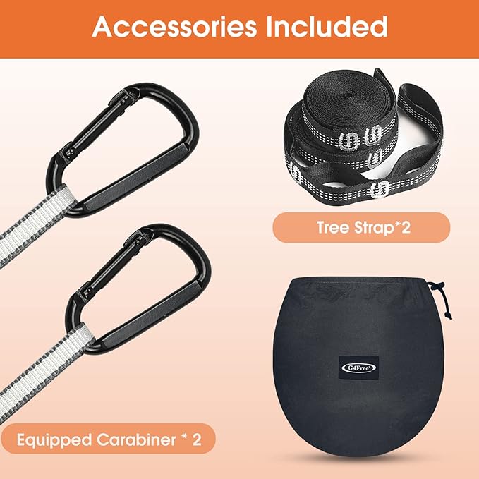 G4Free Large Camping Hammock with Mosquito Net 2 Person Pop-up Parachute Lightweight Hanging Hammocks Tree Straps Swing Bed for Outdoor Backpacking Backyard Hiking