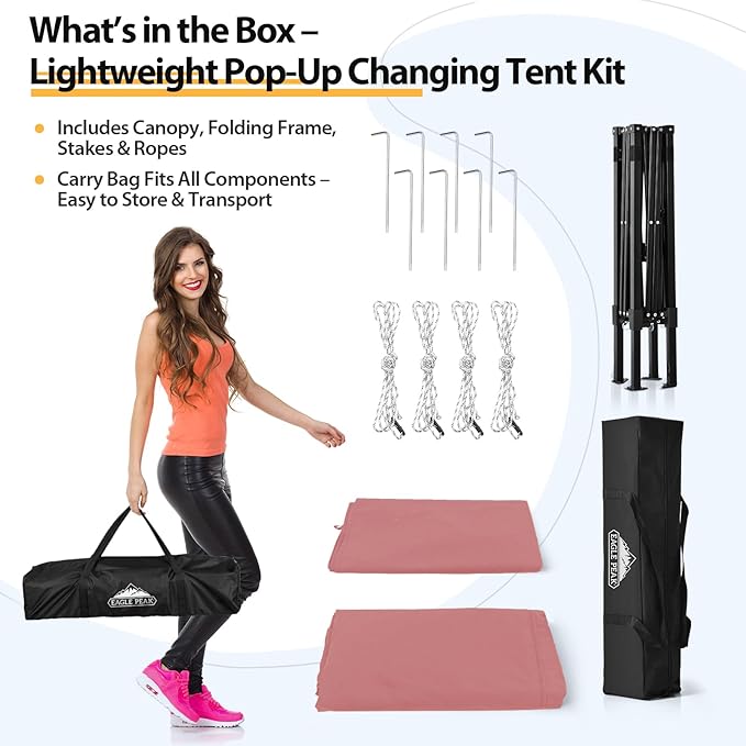 EAGLE PEAK Flex Ultra Compact 4x4 Pop-up Canopy, Sun Shelter, Changing Room, Portable Privacy Canopy Cabana for Pool, Fashion Photoshoots, or Camping, Pink