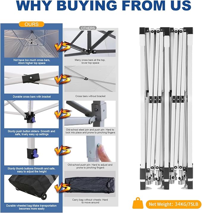 HOTEEL 10x20 Pop Up Canopy, Outdoor Easy Setup Party Tent, Waterproof Portable Enclosed Event Shelter with Wheeled Bag, Weight Bag for Backyard, Vendor, Grey Green