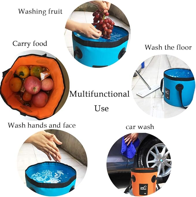 Sunglow Collapsible 5 Gallon Multifunctional Portable Fishing Bucket - Wash Basin Folding Bucket - Water Container for Fishing-Camping-Gardening (20L/5gallon(Blue))