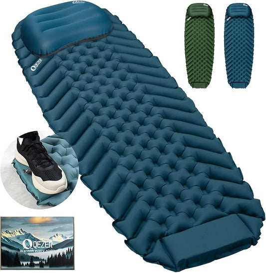 Ultralight Backpacking Sleeping Pad for Camping, with Inflatable Neck Camping Pillow, Lightweight Inflatable Sleeping Pad for Adults, Portable for Hiking, Car Travel - Durable & Comfortable