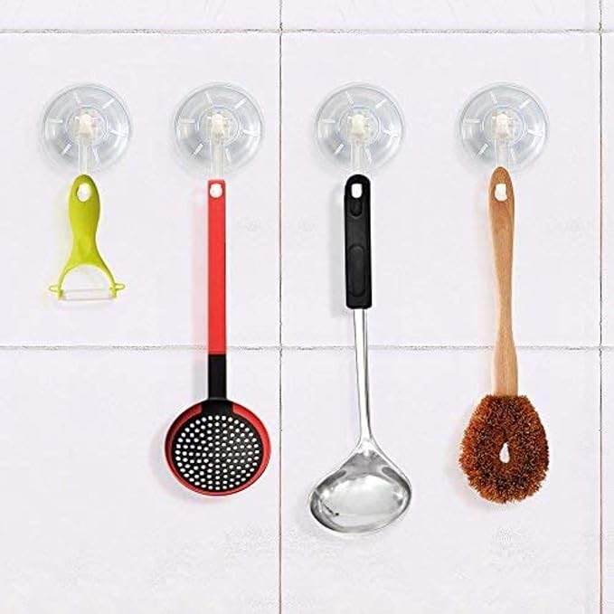 Clear Plastic Suction Cup Hook, oobest 6 Pack Ultra Heavy Duty Hooks Strong Power Lock Hooks Vacuum Traceless Hooks Smooth Waterproof Oil-Proof Wall Shower Kitchen Window Bathroom Holder