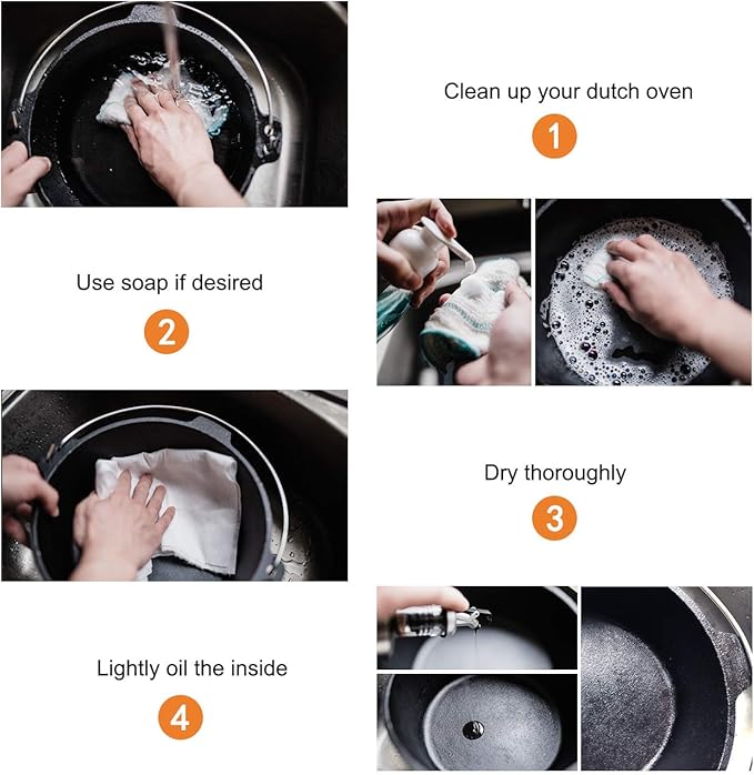 Overmont Camp Dutch Oven Pre Seasoned Cast Iron Lid Also a Skillet Casserole Pot with Lid Lifter for Camping Cooking BBQ Baking 9QT(Pot+Lid)