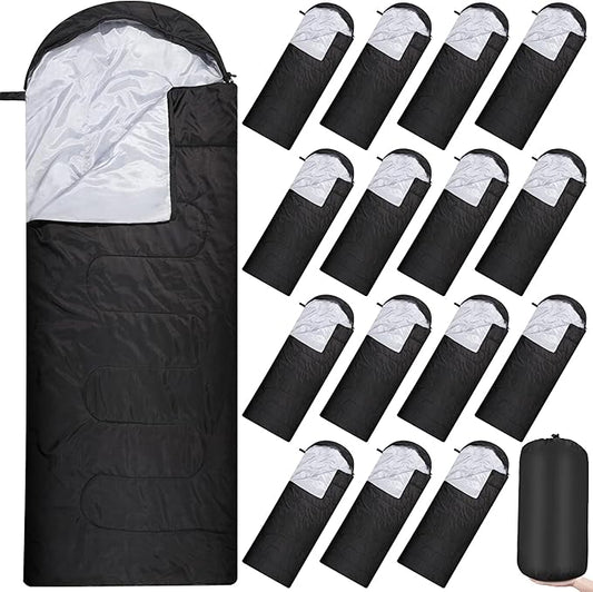 Tudomro 16 Pack Winter Camping Sleeping Bags Bulk Adults 4 Season Warm Cold Weather Lightweight Waterproof Compact Backpacking Sleeping Bag for Travel Hiking