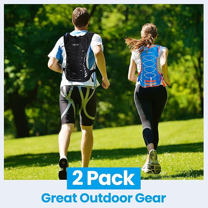 Cunno 2 Set Hydration Backpack with 2L Water Bladder, Hydration Pack with Hydration Bladder Hiking Running Cycling Biking Water Backpack Pack for Men and Women