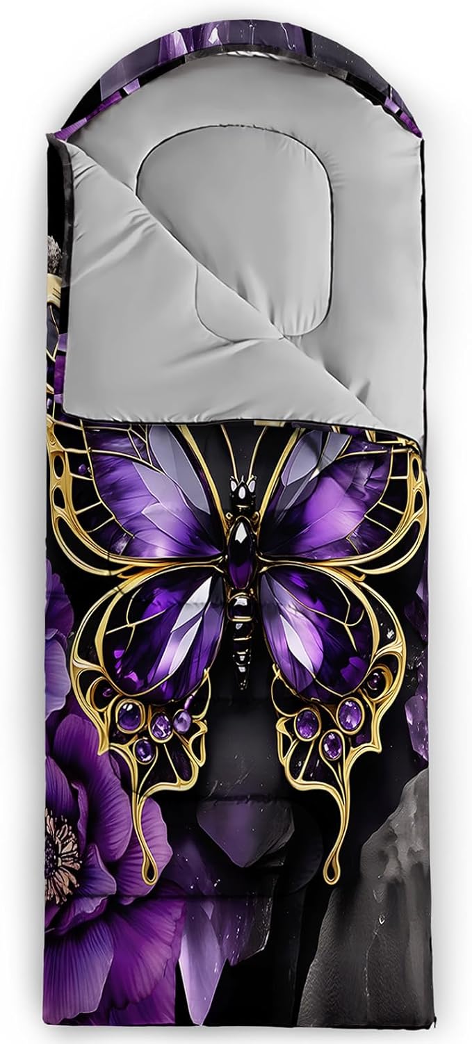 AILONEN Kawaii Puppy Sleeping Bag for Kids Boys Girls,Warm and Cool Weather,Lightweight,Waterproof Backpacking,Cartoon Cute Dog & Duck Animal Themed Blue Sleeping Bag for Camping