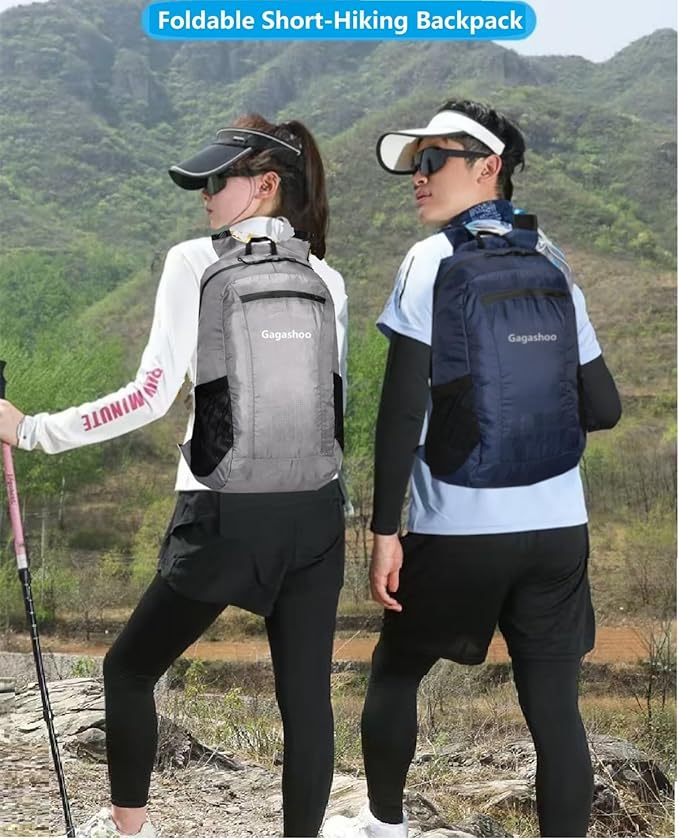 Small Foldable Hiking Daypack Packble Skin Casual Backpack Camping Cycling Travel Outdoor Day Bags Useful (Dark Blue)
