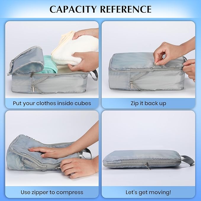Carry on Compression Packing Cubes Travel for Suitcases ,Compressible Packing Cubes for Travel Women Packing Organizers 4 Set Ultralight (multicolor)