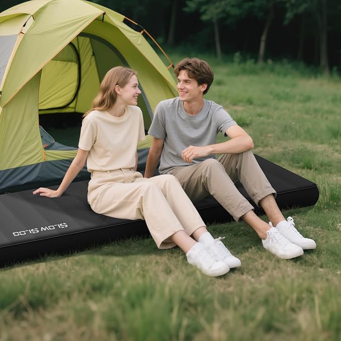 Self-Inflating Sleeping Pad with Portable Electric Air Pump, 4in Thick Memory Foam Camping Mattress for Tent Cot & Car Travel, Fast Inflate & Deflate Camping Pad