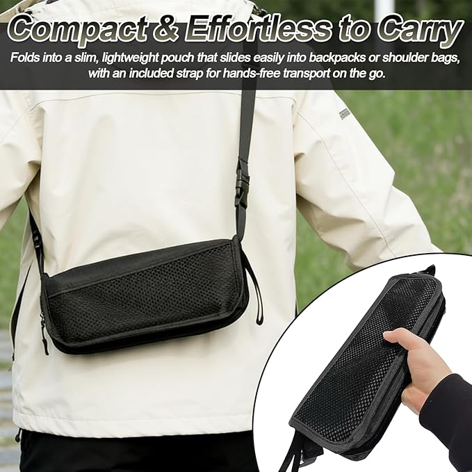 Foldable Backpack Stool for Adults - Portable Camping Stool with Sling Bag, 300lbs Capacity for Camping, Fishing, Hiking, Travel, Picnic (Khaki)