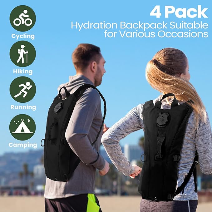Liliful 4 Pcs Hydration Pack Backpack with 3 Liter Water Bladder Tactical Hiking Water Backpack with Hydration Bladder Military Daypack for Hiking Cycling Climbing