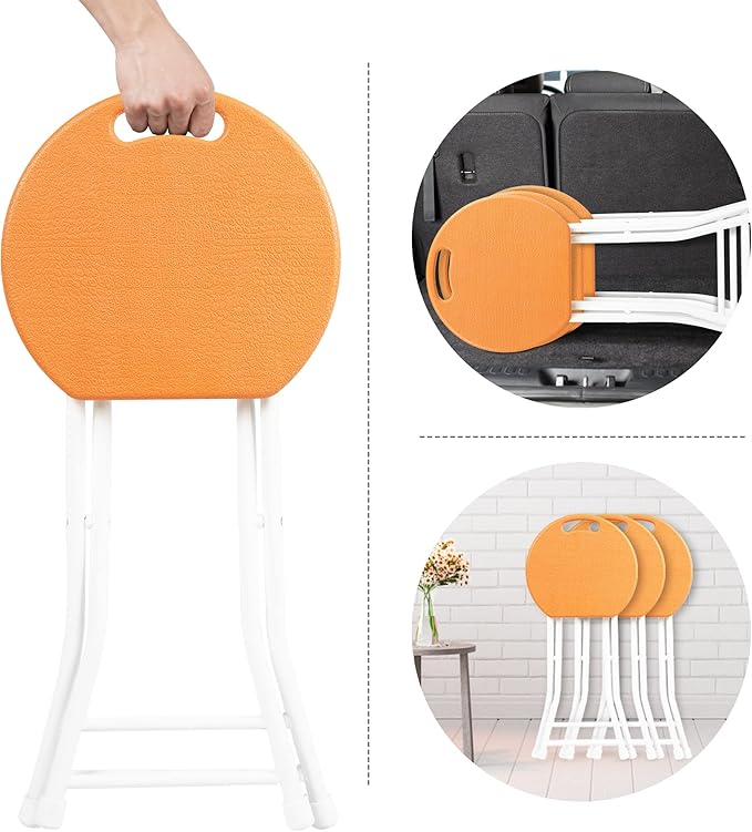 Folding Stool with Handle,Folding Chair,Folding Bar Stool with Non-Slip Feet,600 lbs Capacity,Indoor and Outdoor Foldable Stool for Adults(13"×11.5"×18")