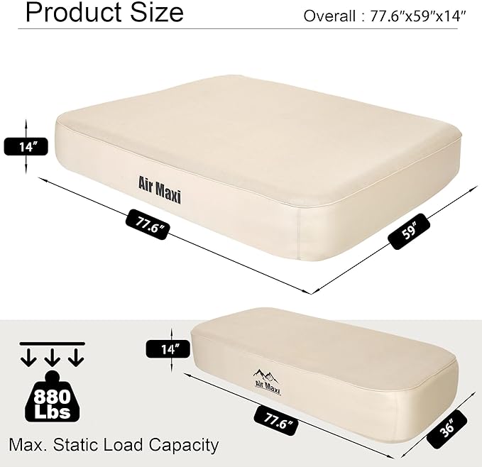 Camping Air Mattress Queen with Built in Pump, 13.78" Height Inflatable Airbed, Fast & Easy Inflation/Deflation Inflatable Mattress with Portable Carrying Bag, Inflatable Bed for Home, Camping
