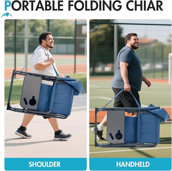 PORTAL 27" Oversized Director Camping Chair with Cooler, Heavy Duty Folding Chair for Adults Supports 600 LBs, Portable Outdoor Chairs for Outside Sports, Camping, Concert