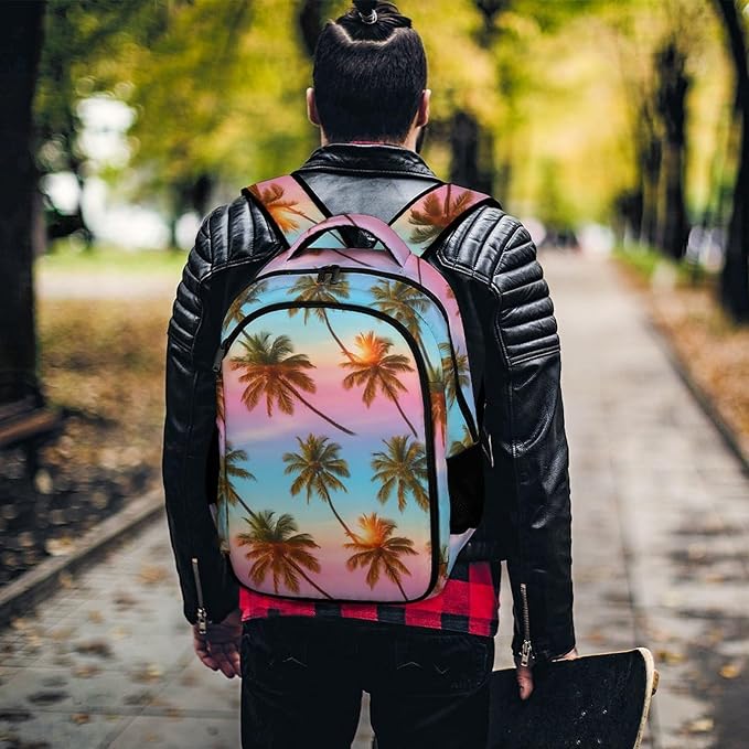 Hiking Travel Backpack Tropical Palm Tree for Men Women, Waterproof Anti Theft Laptop Rucksack with Multi Compartments for Outdoor Sports