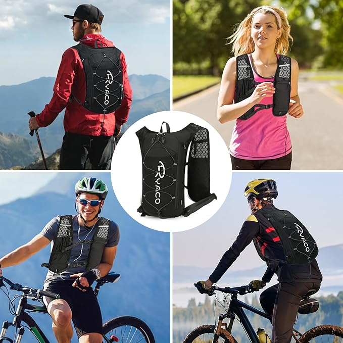 RYACO Lightweight Hydration Backpack, Running Backpack with 2L Water Bladder, Hiking Hydration Water Daypack for Cycling Rave for Men Women