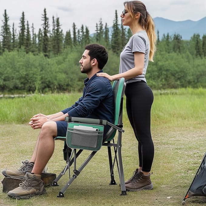 Oversized Camping Chair for Adults Heavy Duty,Heavy Duty Lawn Chair with Side Pockets,Outdoor Camping, Fishing, Beach,Hiking Foldable Camping Chair