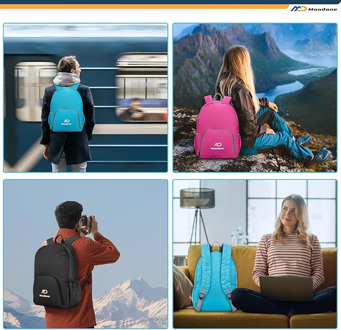 20L Ultra Lightweight Packable Backpack,Handy Foldable Waterproof Daypack for Travel, Collapsible Hiking Backpack Camping Outdoor Cycling Backpacking Women & Men, Black