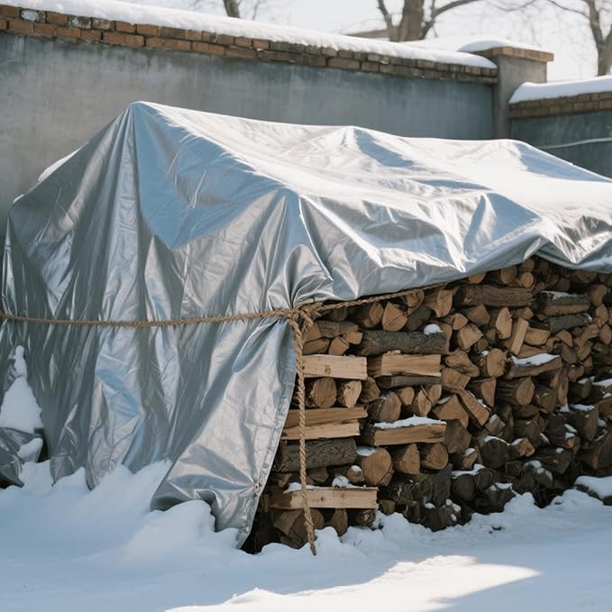12x24 FT Tarps Heavy Duty Waterproof, 12 Mil Large Tarps with Grommets and Reinforced Edges, UVResistant, Tear&Fade Resistant, Big Heavy Duty Waterproof Covers for Outdoors, Sliver