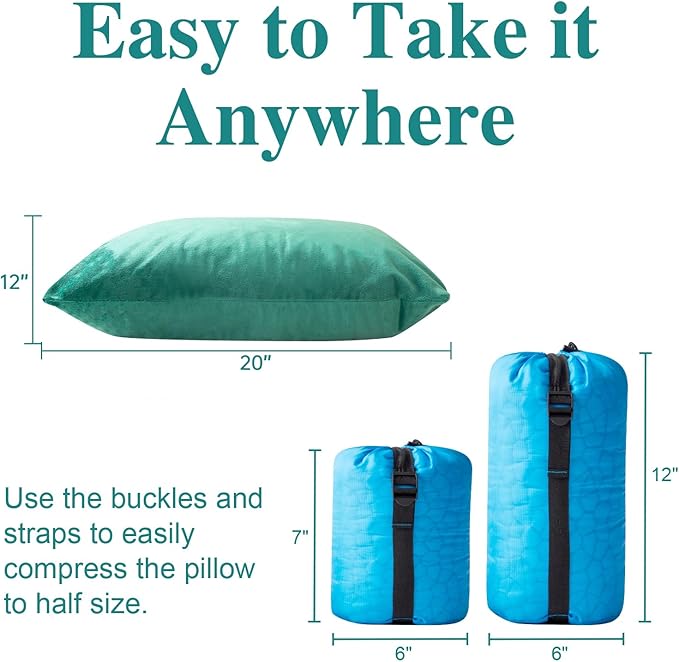 Small Shredded Gel Memory Foam Pillow,Adjustable for Contoured Support -Portable Ideal for Backpacking, Camping, Travel, Car, Airplane,Office Nap