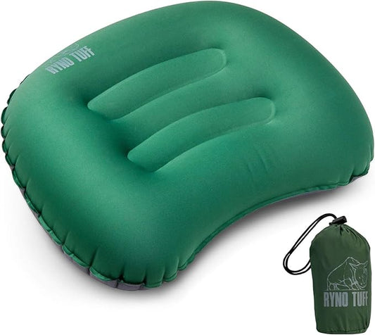 Inflatable Outdoor Camping Pillow with Knitted Fabric for Neck Lumbar Support - Insulated Inflatable Travel Pillow for Camping, Backpacking, Hiking & Traveling with A Compact Carrying Case