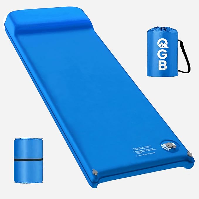 Memory Foam Camping Sleeping Pad, Foldable and Portable Self-Inflating Camping Mattress Pad, 9.5 R-Value Insulated & Quiet Sleeping Mat with Pillow, Compact for Backpacking Hiking Car Traveling Tent
