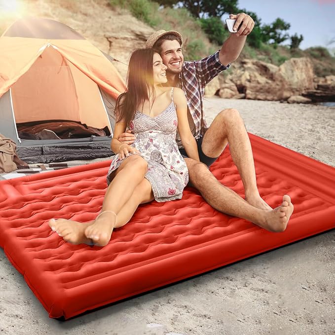 Camping Sleeping Pad, Extra Thick 5 Inch Camping Mat with Pillow Built-in Foot Pump Inflatable Sleeping Pads Compact for Camping Backpacking Hiking Traveling Tent
