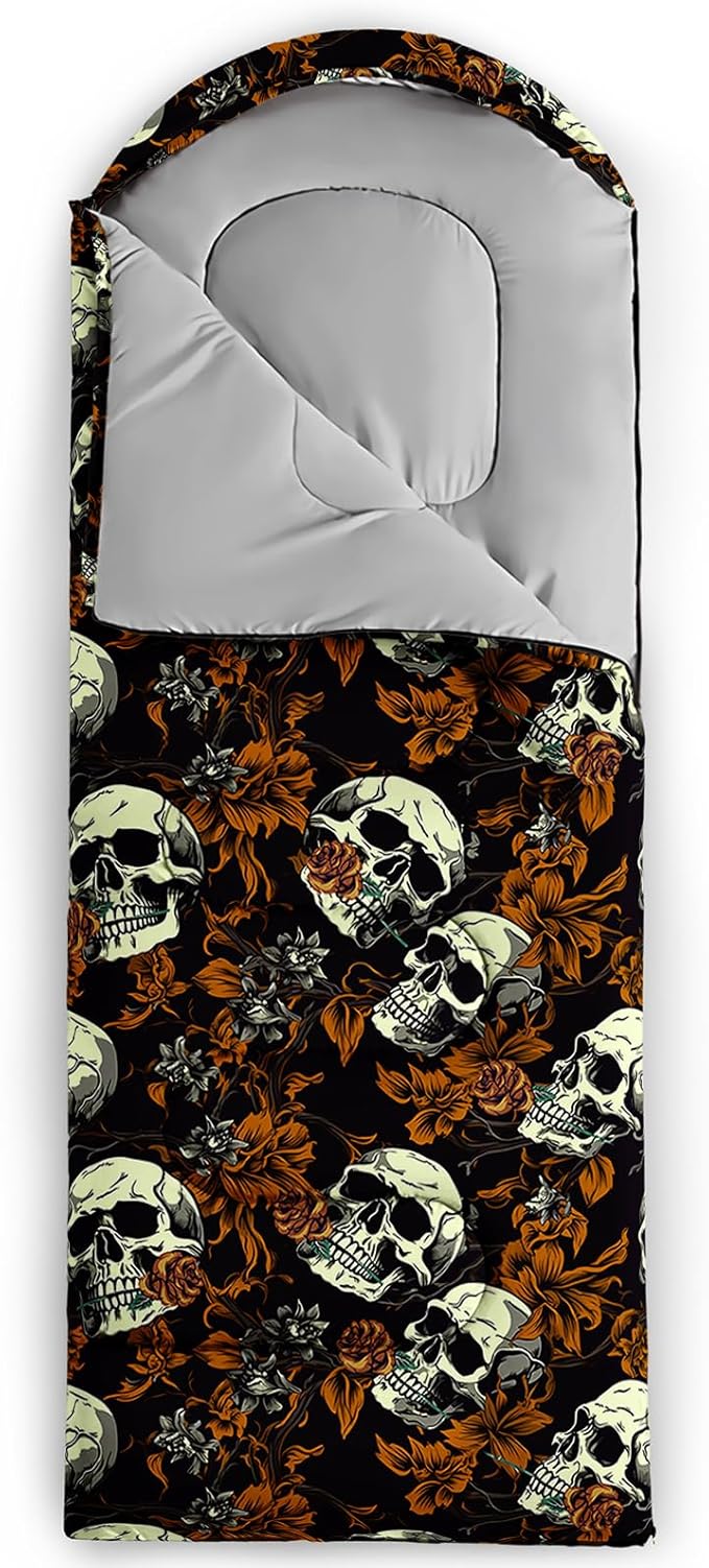 Sleeping Bags for Adults and Kids,3D Printing Camping Sleeping Bag for Girls Boys Lightweight Waterproof Cold/Warm 3-Season,Outdoor Travel with Compression Bags