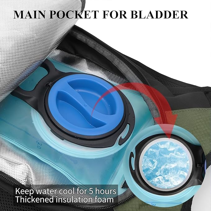 NONSAR Hydration Backpack, Hiking Backpack with 3L Water Bladder, Lightweight Insulation Hydration Pack, Water Backpack for Hiking, Cycling, Running, Festival, Camping for Men Women