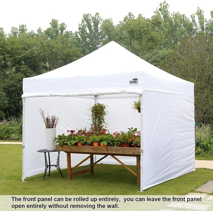 Eurmax USA 10'x10' Pop-up Canopy Tent Commercial Instant Canopies with 4 Removable Zipper End Side Walls and Roller Bag, Bonus 4 SandBags(Sky Blue)