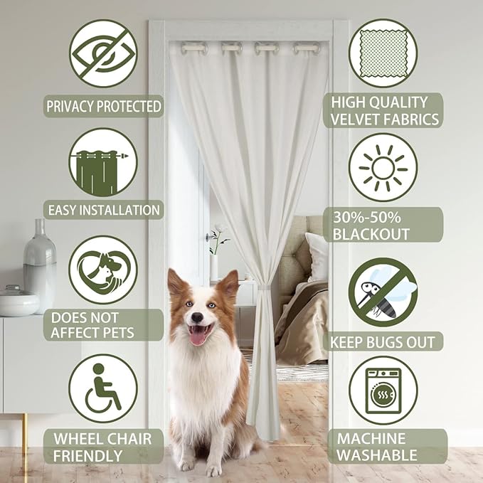 Happy Camping Door Curtain For Doorway Privacy For Girls - Vintage Camper Trailer Blackout Curtain Hibiscus Floral Palm Tree Door Drape Tropical Beach Retro Camping Window Treatment 34"W x 80"L