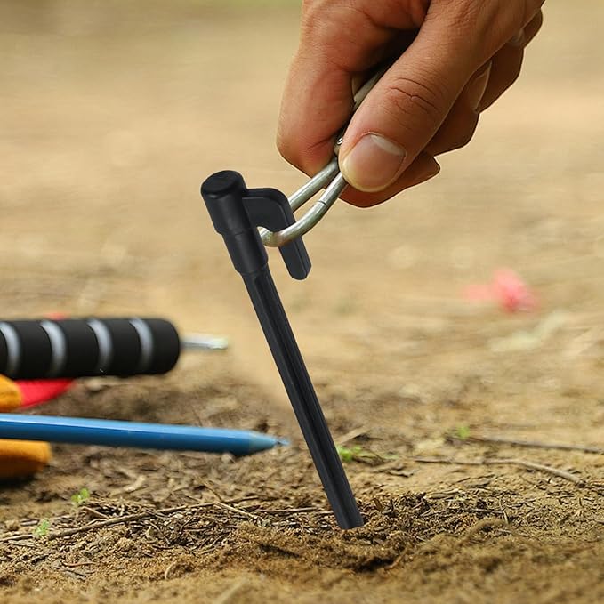 50 Pcs 6in Heavy Duty Plastic Landscape Edging Stakes Garden Stakes Anchoring Spikes, Plant Support Lawn Stake Tent Pegs Spike Hook for Outdoor Activities Garden Camping Black