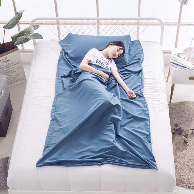 Sleeping Bag Liner Travel Sheets for Hotel Camping Sheets Travel Bed Sheets for Hotel Lightweight Single &Double Compact Sleeping Bag Sack Breathable Travel Sleeping Bag for Hotels Adult Compact Sacks