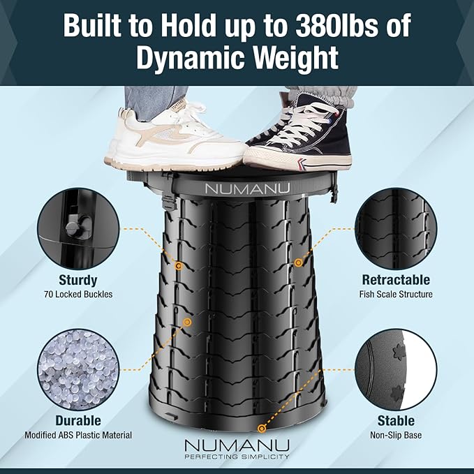 NUMANU 19.7" XXL 3IN1 Portable Toilet Seat, Stool, Trash Can | Adjustable Height Portable Potty, Foldable Toilet with Lid & Waste Bags, Outdoor Travel Potty, Pop Up Camping Toilet for Adults & Kids