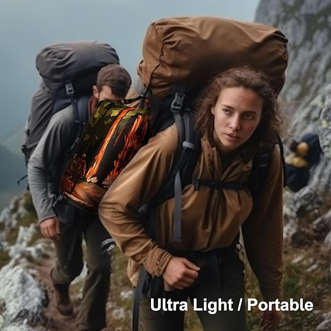 Outdoor Camping Blanket with Sherpa Lining, Extra Warm Thick Camp Blankets and Puffy Ultralight Soft Poncho DWR Camping Quilt for Cold Weather, Adventure, Sleeping, Backpacking 78"x 56"