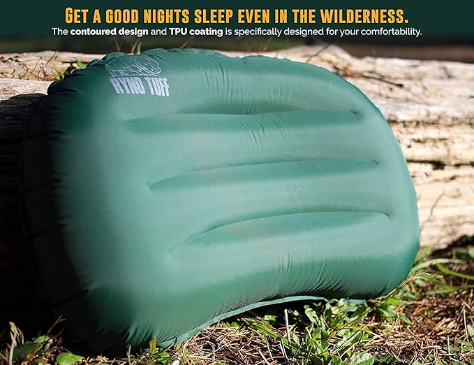 Inflatable Outdoor Camping Pillow with Knitted Fabric for Neck Lumbar Support - Insulated Inflatable Travel Pillow for Camping, Backpacking, Hiking & Traveling with A Compact Carrying Case
