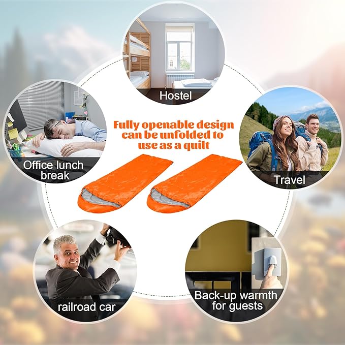 Macarrie 10 Pcs 0 Degree Camping Sleeping Bags Bulk for Adults Cold Weather 4 Season Warm Sleeping Bag with Compression Sack for Homeless Donation Shelter Emergency Hiking