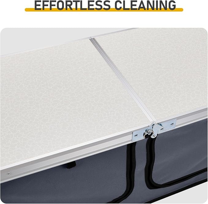 Outdoor Folding Camping Table with Storage Compartment, 4ft Portable Pinic Table with 3 Adjustable Height, Carry Handle,for BBQ, Party, Camping, White
