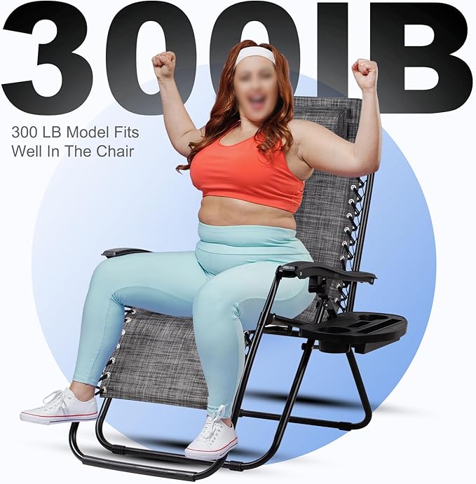 Nazhura Set of 2 Relaxing Recliners Patio Chairs Adjustable Steel Mesh Zero Gravity Lounge Chair Beach Chairs with Pillow and Cup Holder(Grey)